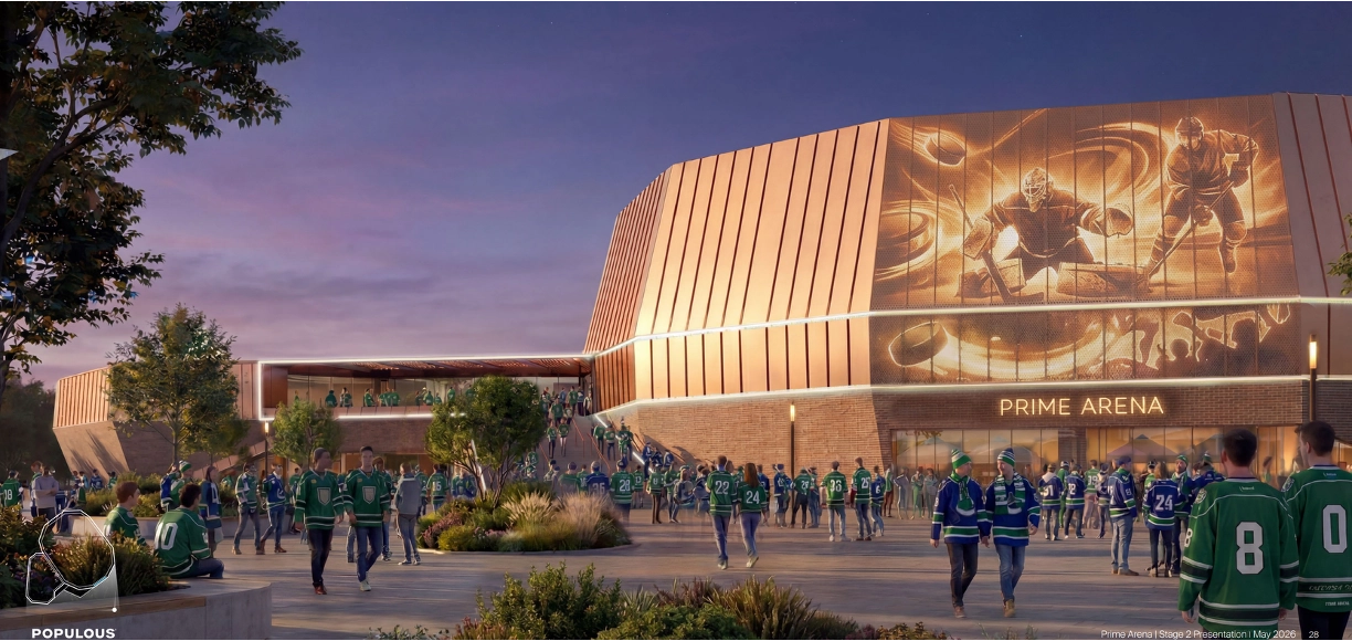 Fans in front of Prime Arena